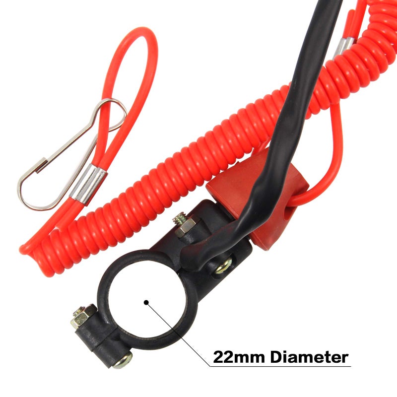 ZOOKOTO Kill Stop Switch for Motorcycle Boat Outboard Engine Motor 22mm 7/8" with Tether Lanyard Cord - Image 3